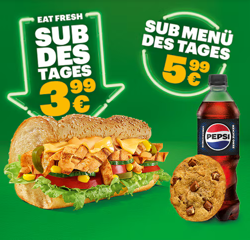 Subway - Spare jetzt mit deinem Sub des Tages!